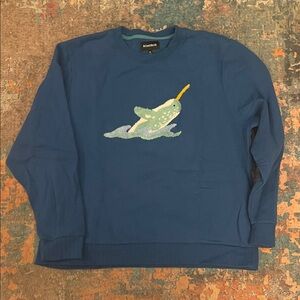 Bonobos Blue Crewneck Sweater with Narwhal Design